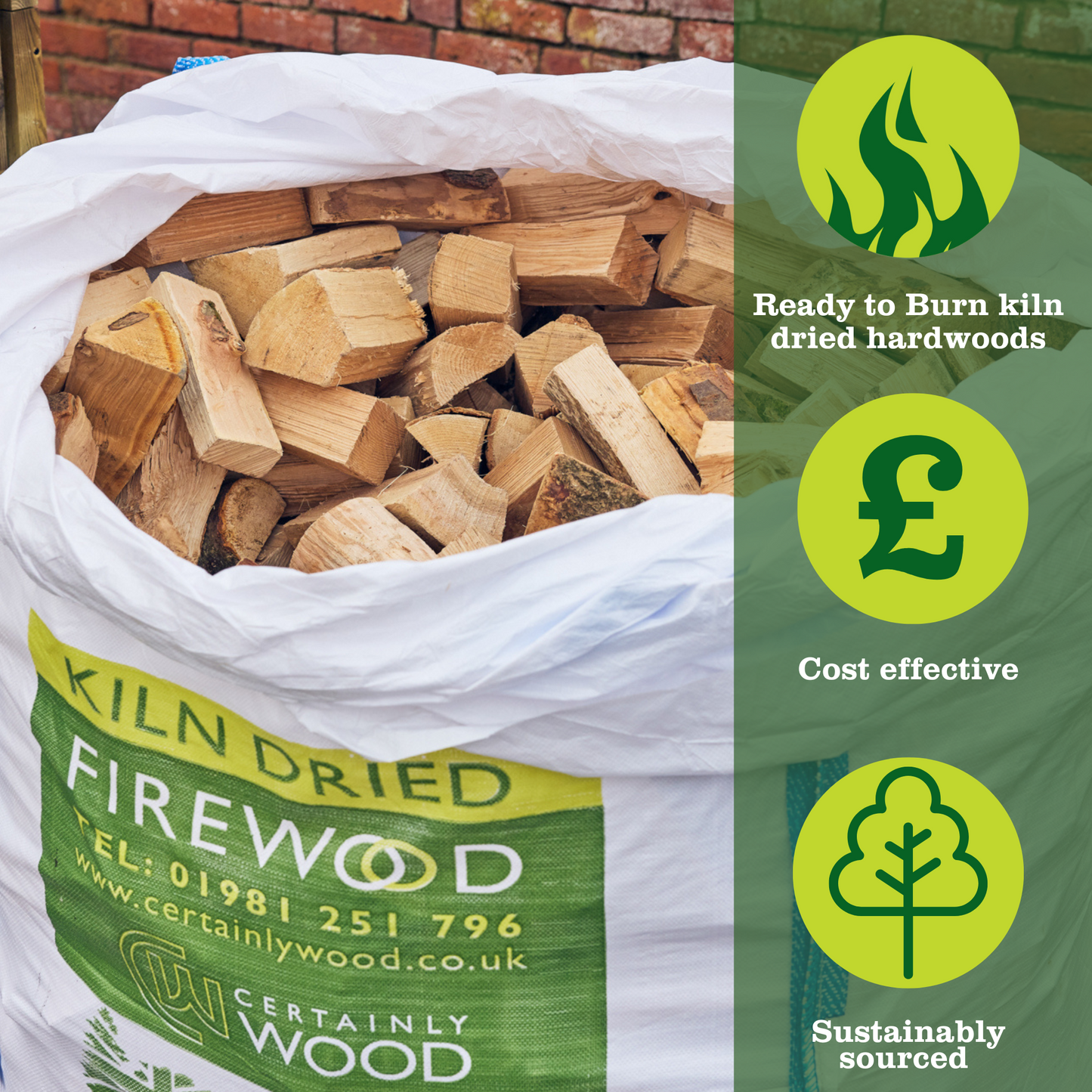Premium Kiln Dried Logs 1.6m3 Bulk Bag