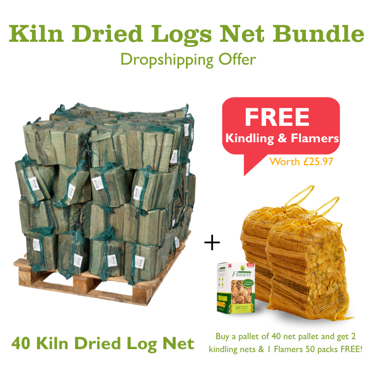 Kiln Dried Logs In Nets 40 Pallet (Dropship)